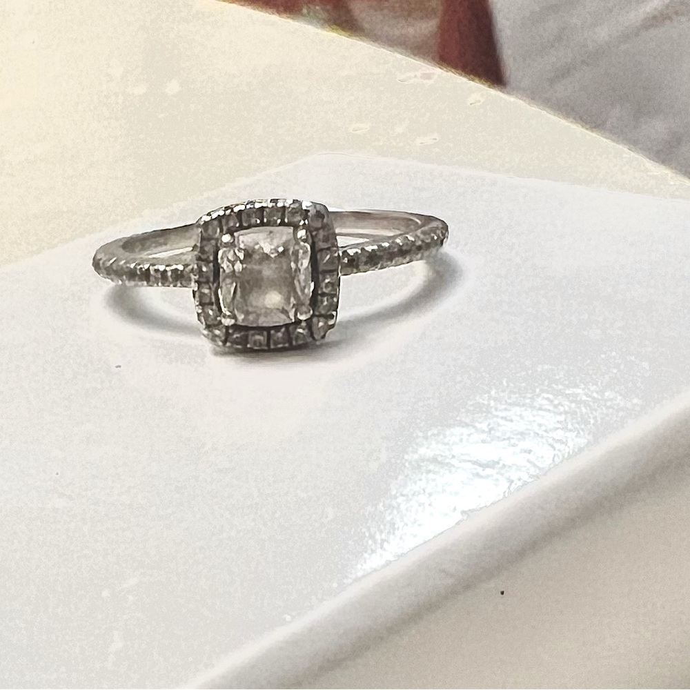 .925 sterling silver square halo ring size 8